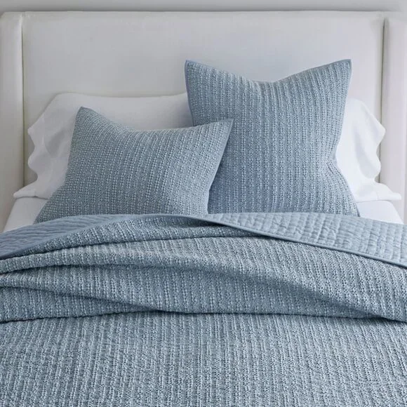 BRAND NEW Pottery Barn Honeycomb Cotton (1) KING Sham~Chambray Blue - Picture 3 of 7